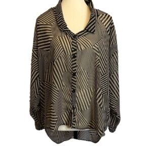 Vintage 90s Stella Luxe Abstract Stripe Blouse Made USA